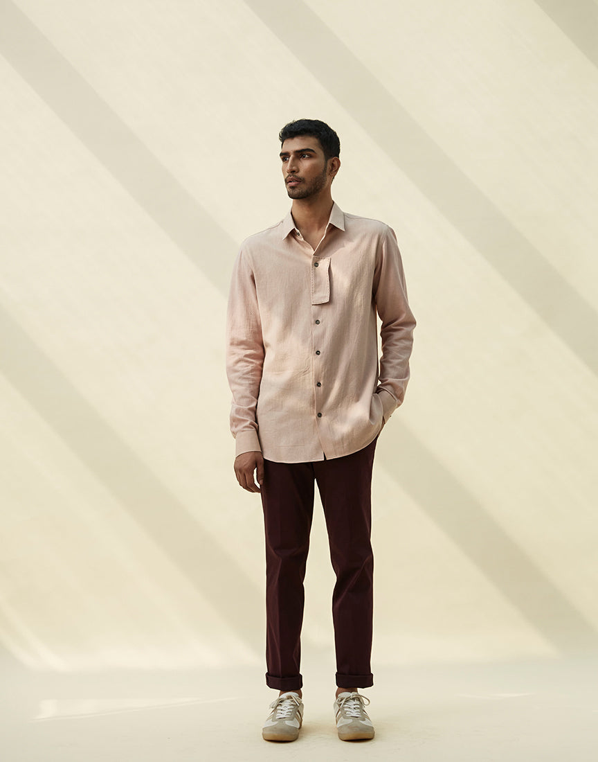 Beige Khadi Saddle Stitch Shirt