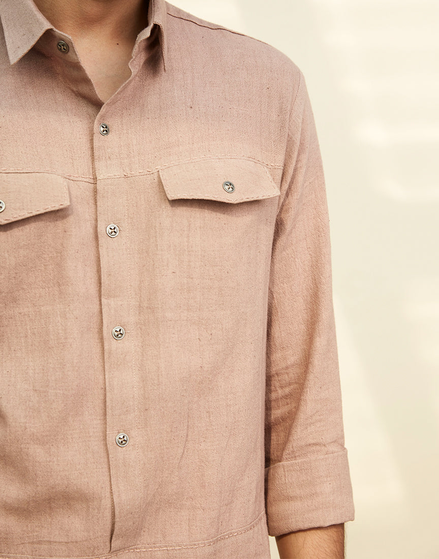 Brown Khadi Saddle Stitch Tunic