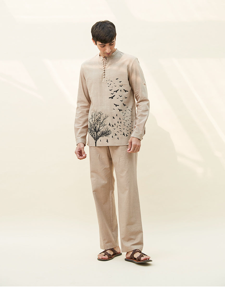 Beige Khadi Block Print Co-ords