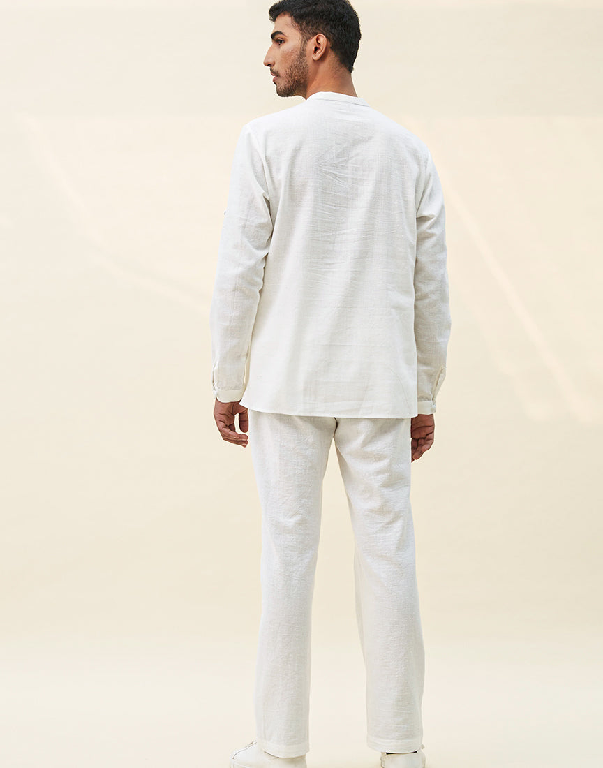 White Khadi Block Print Co-ords