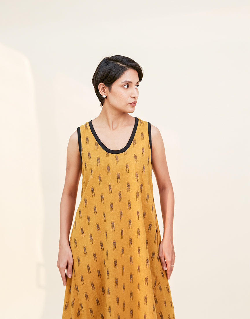 Mustard Cotton Textured Dress