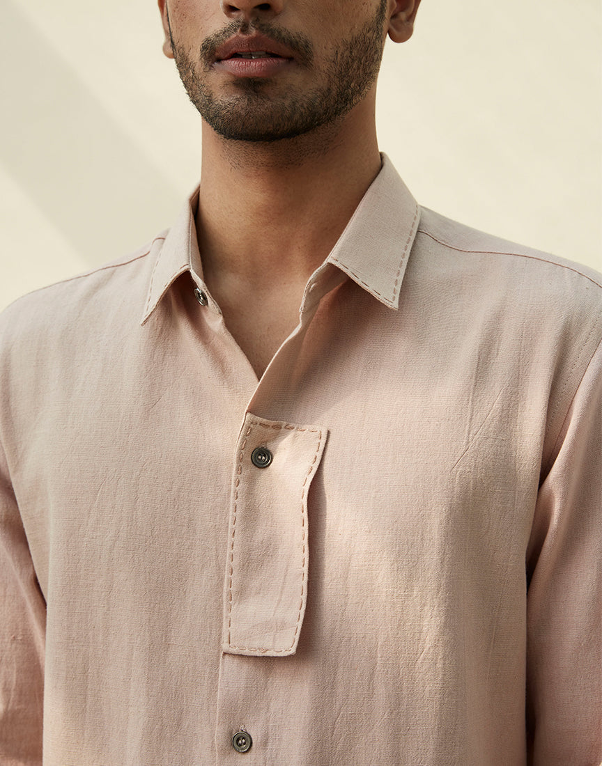 Beige Khadi Saddle Stitch Shirt