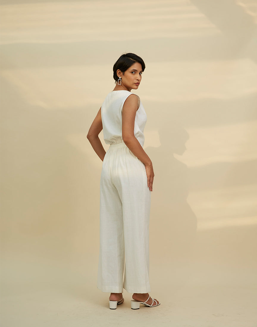 White Cotton Jumpsuit