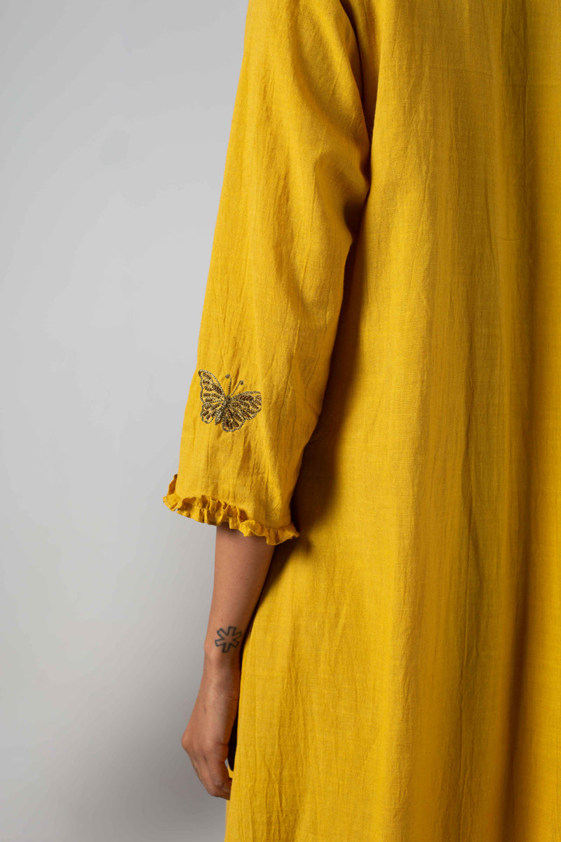 Yellow dress with front yoke