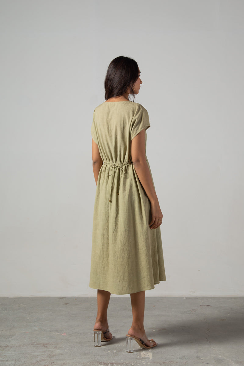 Green dress with drawstring