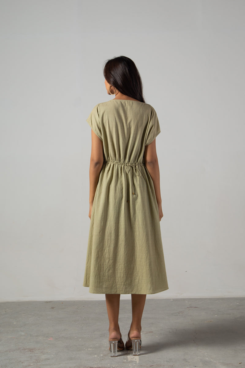 Green dress with drawstring