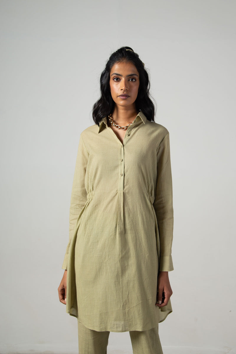 Green gather top