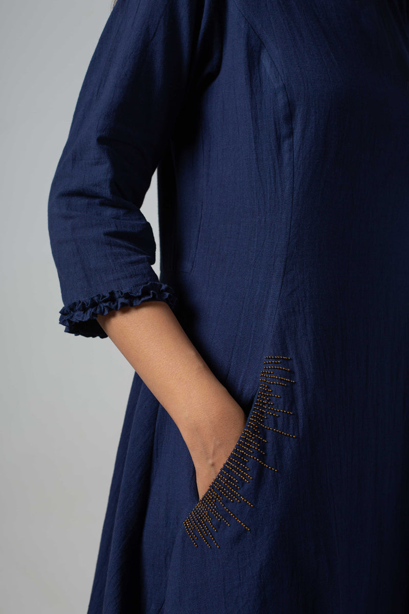 Blue dress cut panels with pocket