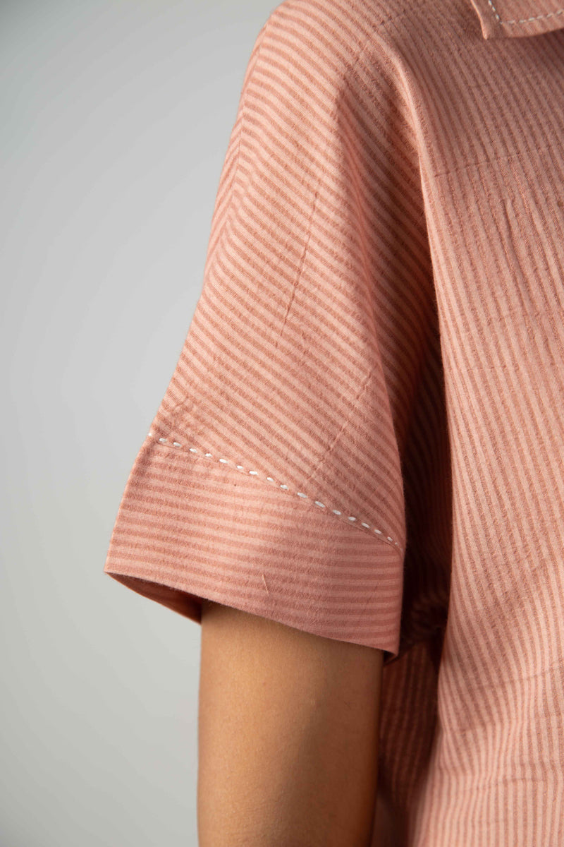 Old rose top with patch pocket