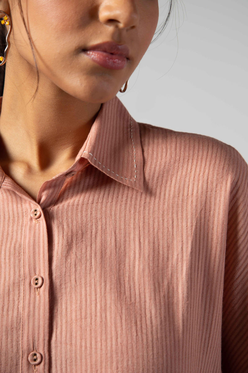 Old rose top with patch pocket