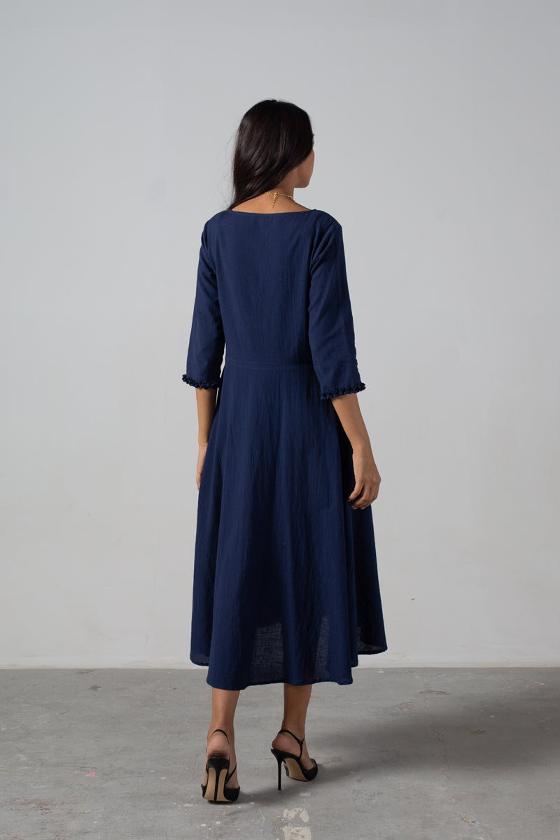 Blue dress cut panels with pocket
