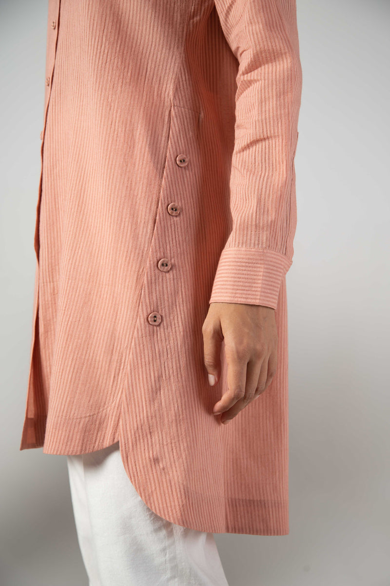 Old rose long side button shirt