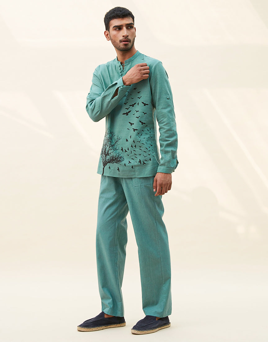 Sea Green Khadi Block Print Co-ords