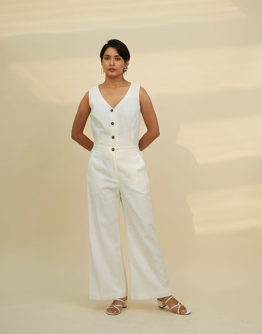 White Cotton Jumpsuit