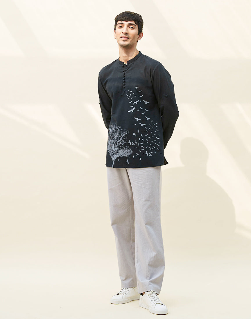 Black & Grey Khadi Block Print Co-ords