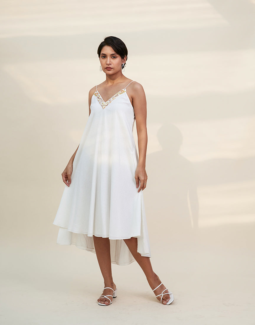 White Cotton A-Line Dress