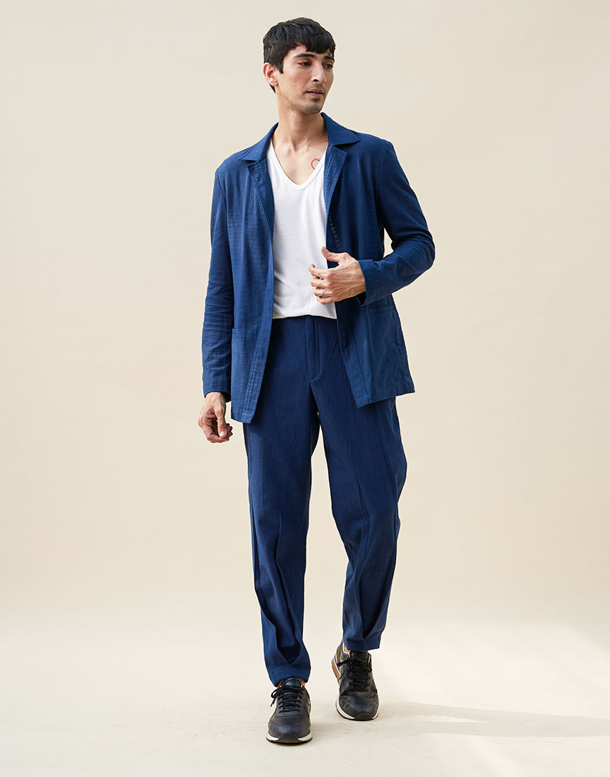 Blue Khadi Shacket Co-ords