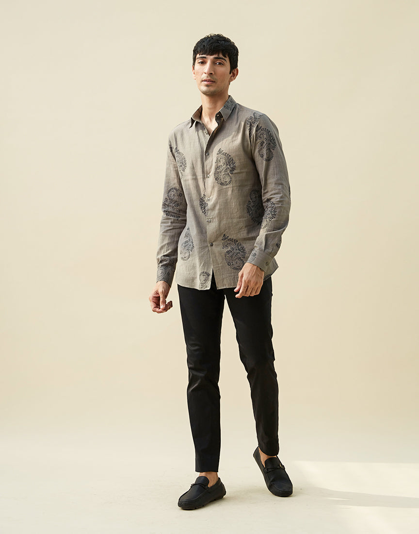 Grey Block Print Shirt