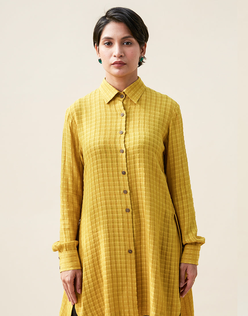 Mustard Classic Collar Shirt Dress