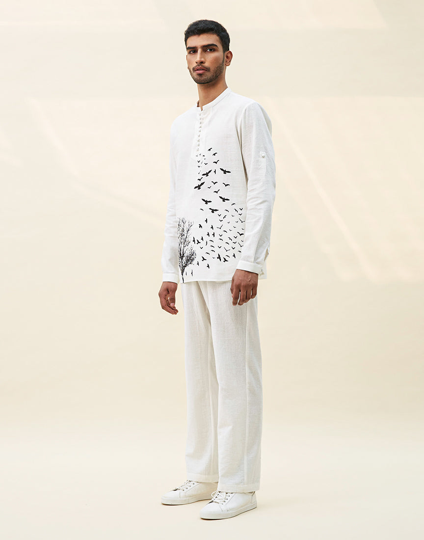 White Khadi Block Print Co-ords