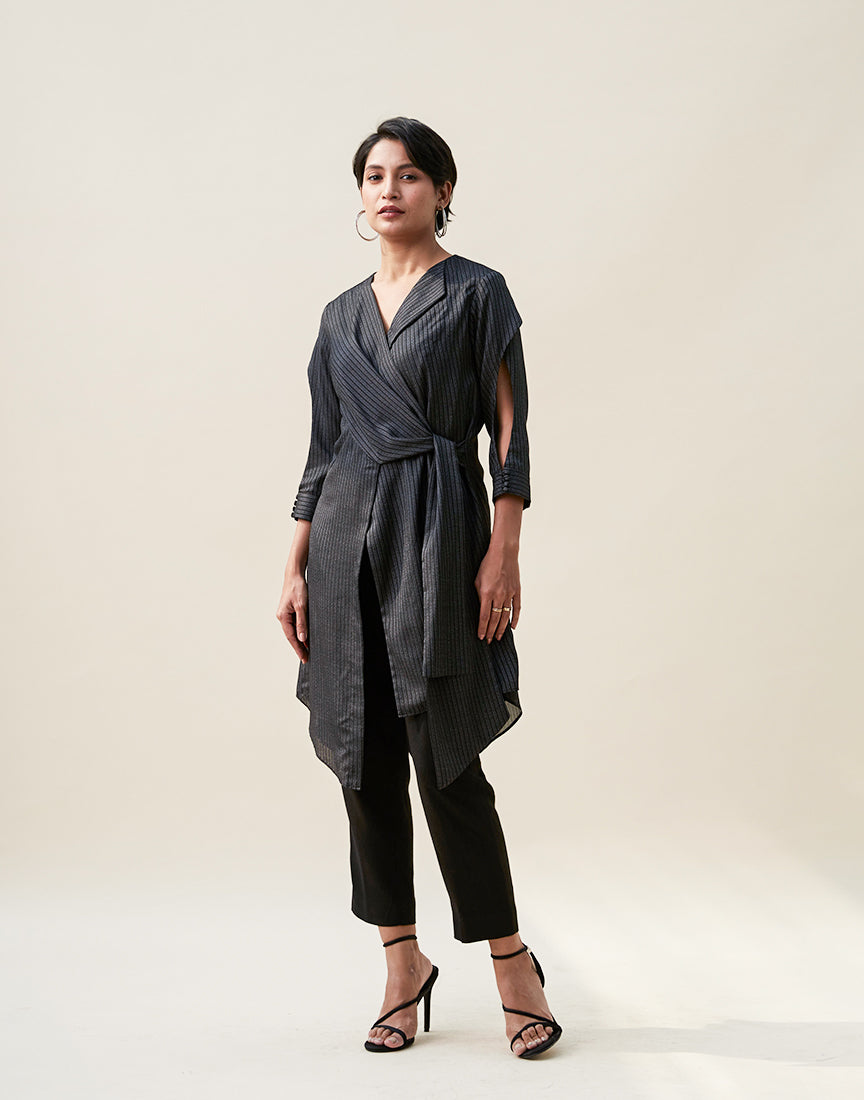 Black Front Open Dress