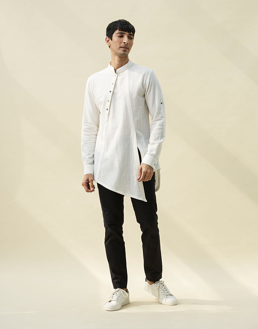 White Khadi Slant Kurta