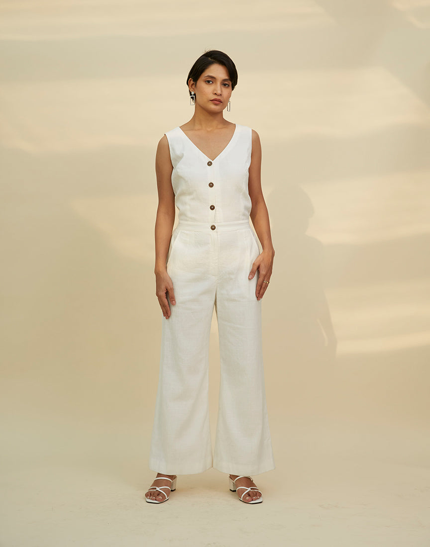 White Cotton Jumpsuit