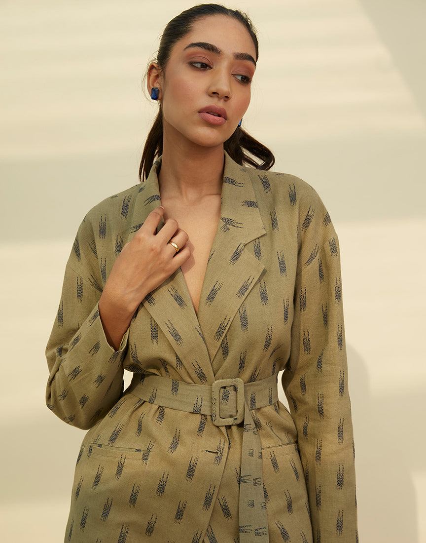 Olive Green Textured Jacket