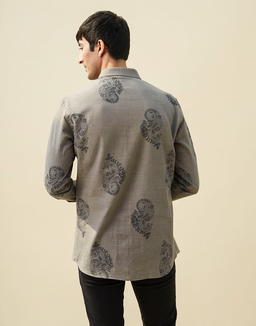 Grey Block Print Shirt