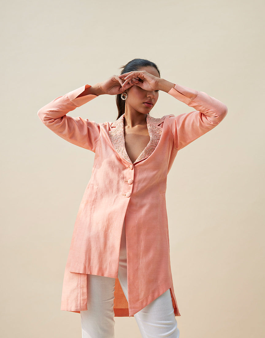 Chanderi Blazer Collar Dress