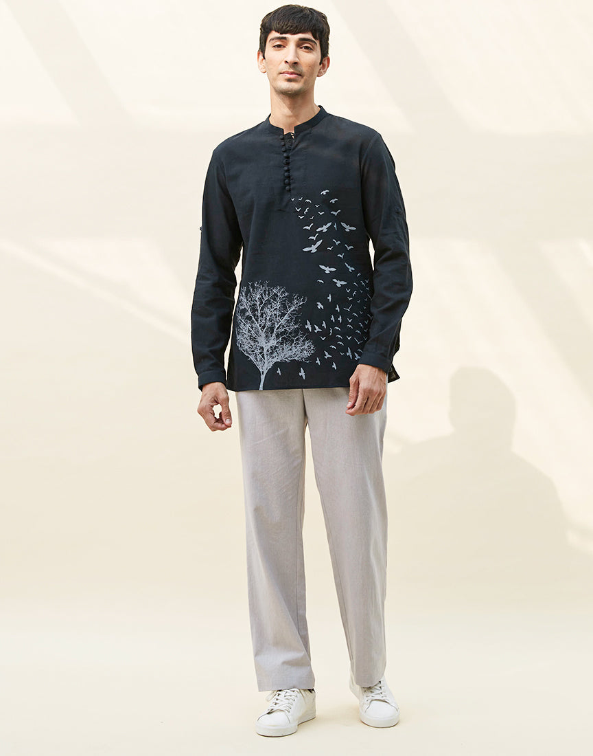 Black & Grey Khadi Block Print Co-ords