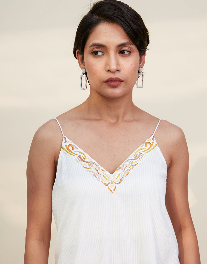 White Cotton A-Line Dress