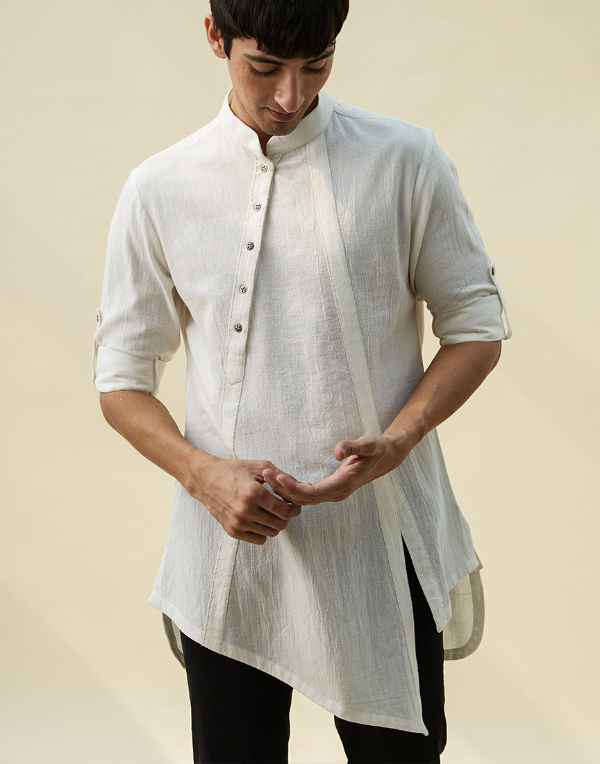 White Khadi Slant Kurta