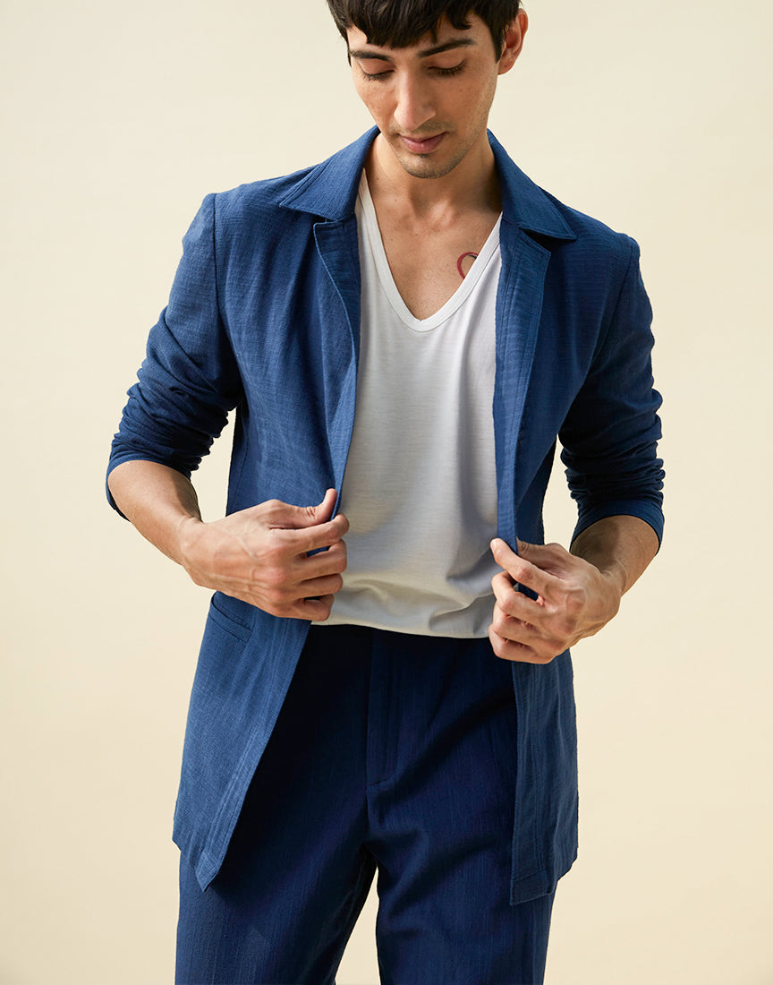 Blue Khadi Shacket