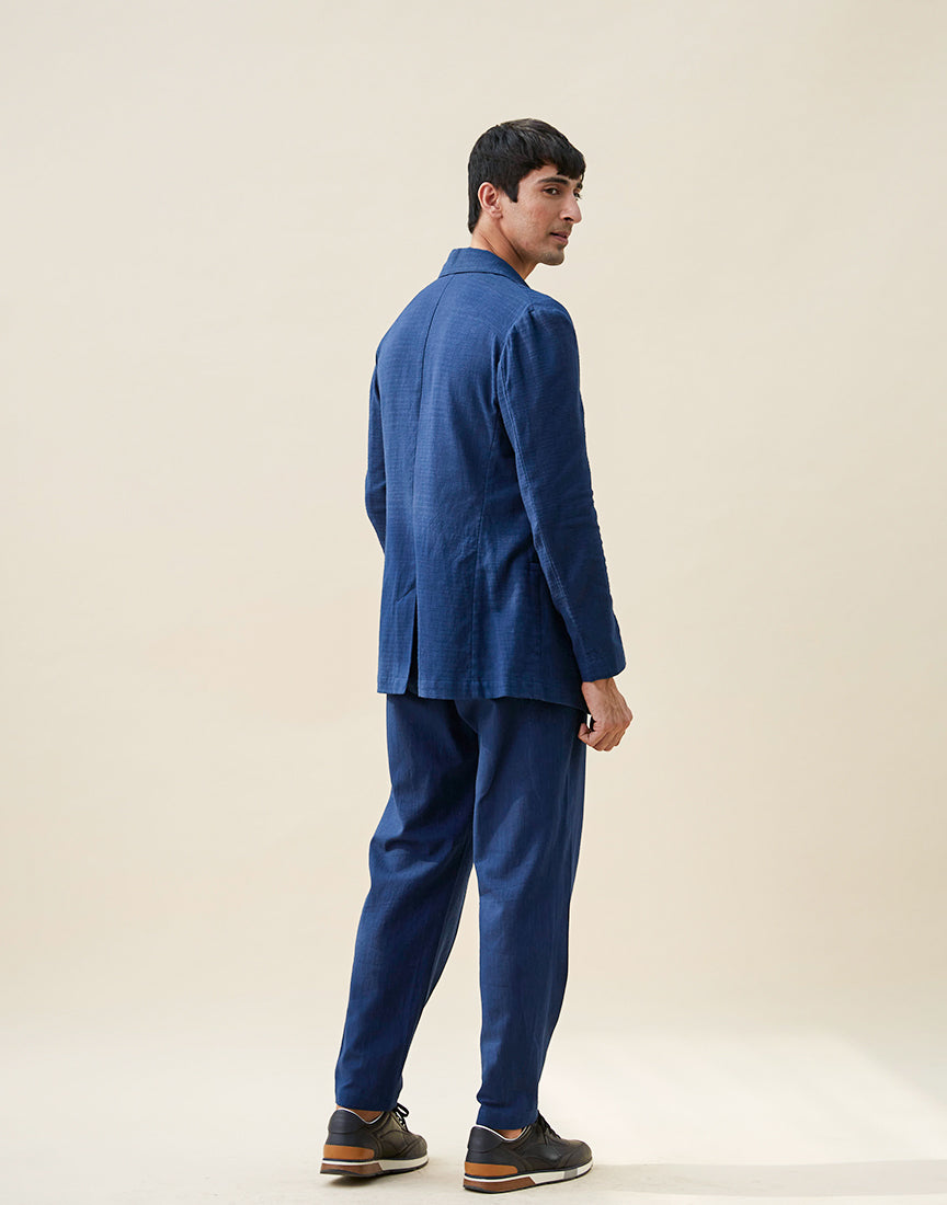 Blue Khadi Shacket Co-ords