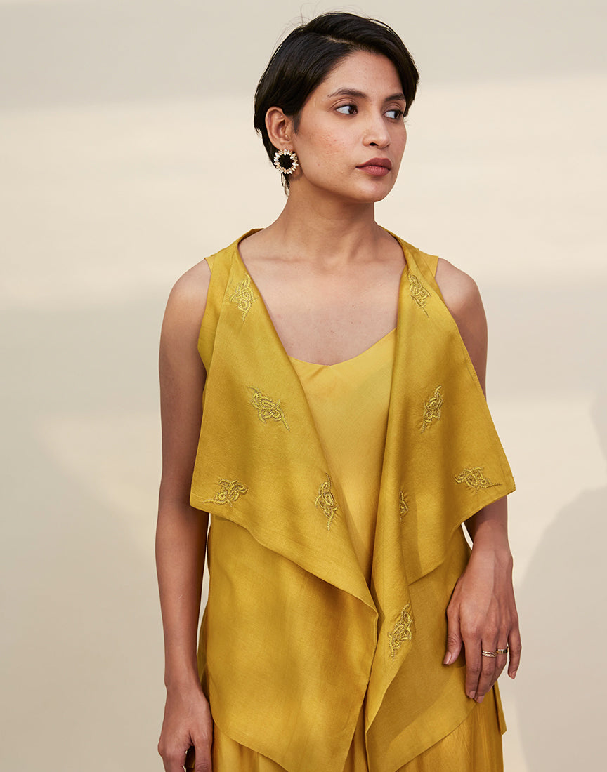 Mustard Chanderi Jakcet