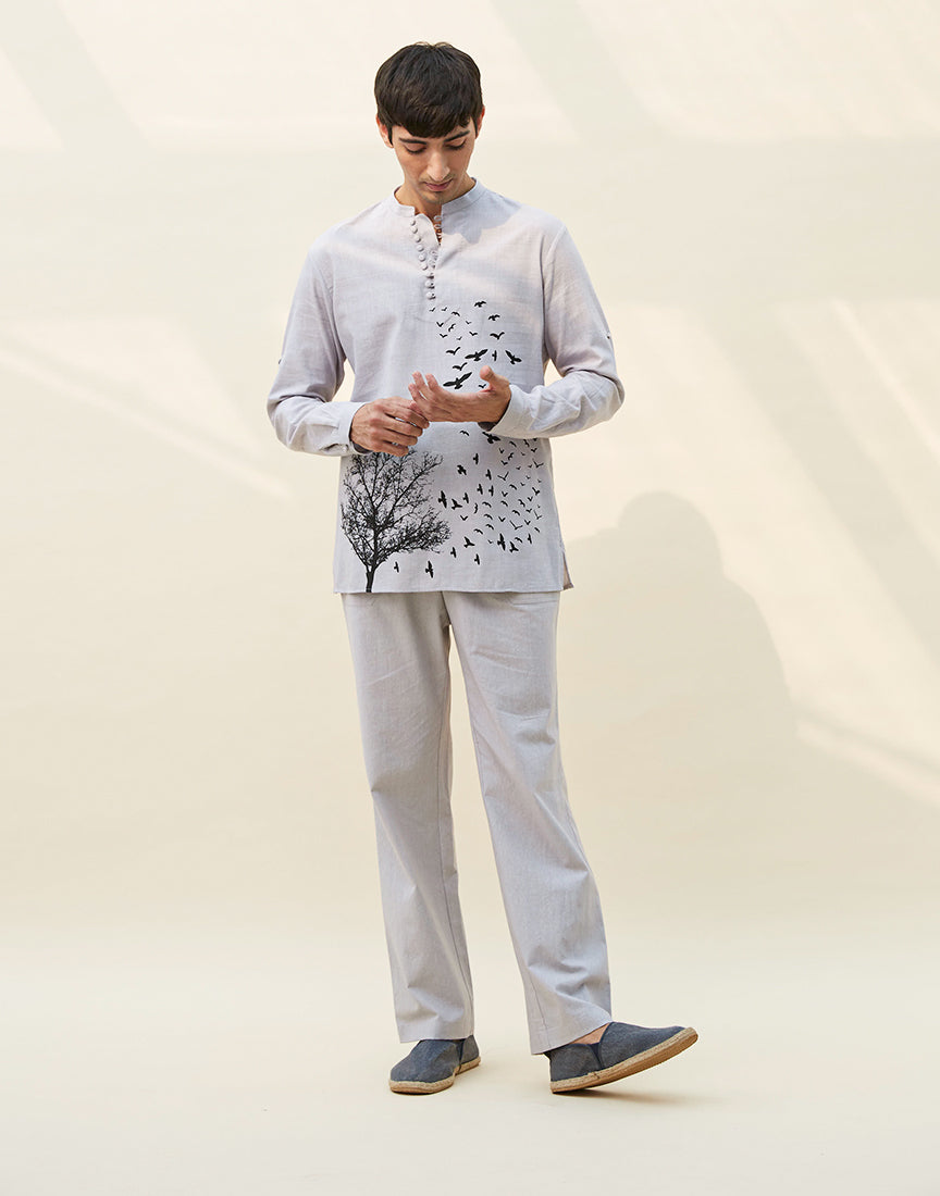 Grey Khadi Block Print Co-ords