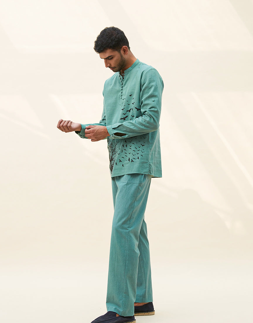 Sea Green Khadi Block Print Co-ords