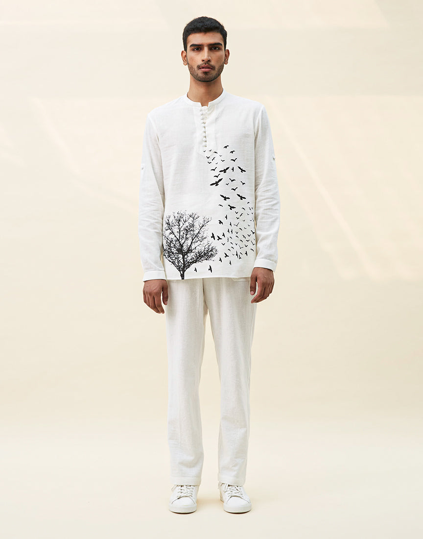 White Khadi Block Print Co-ords