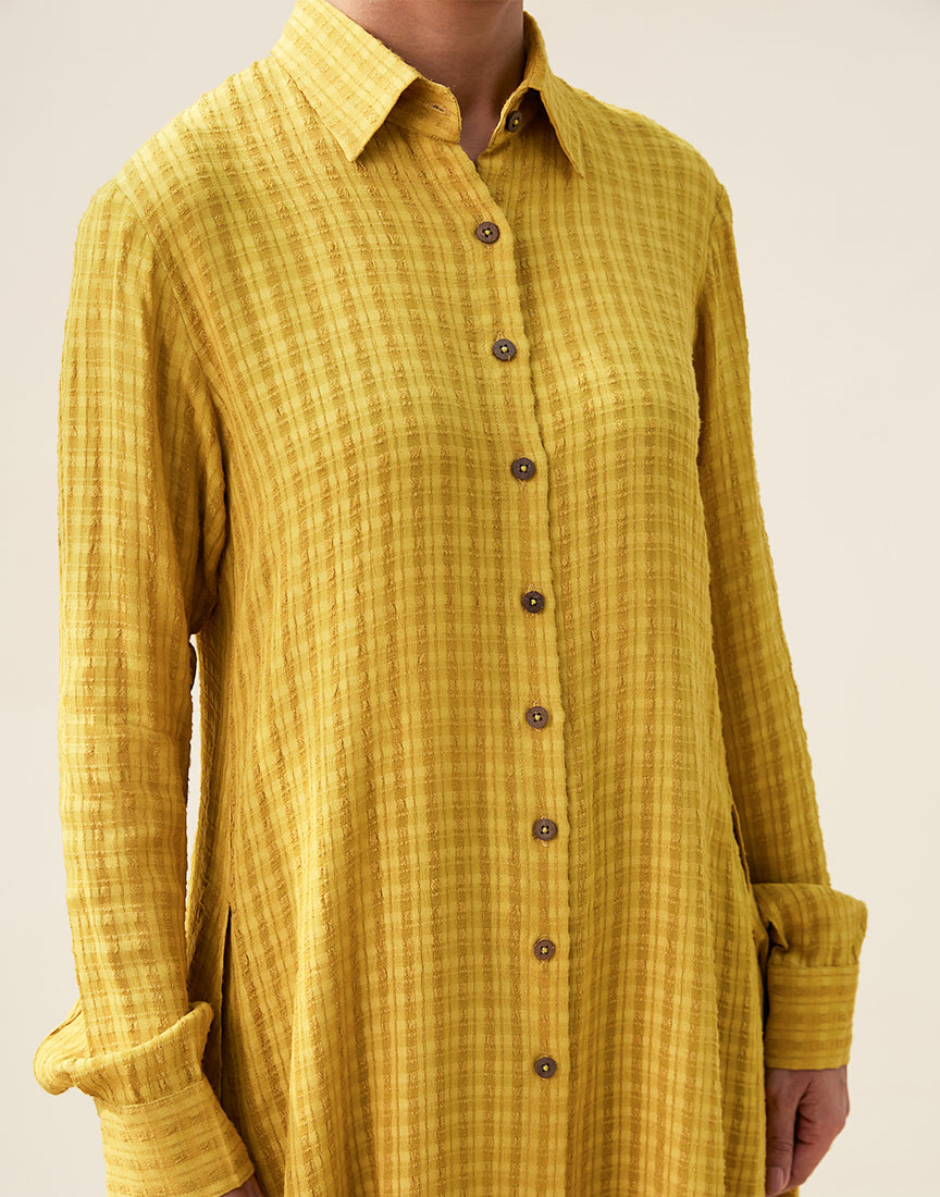 Mustard Classic Collar Shirt Dress