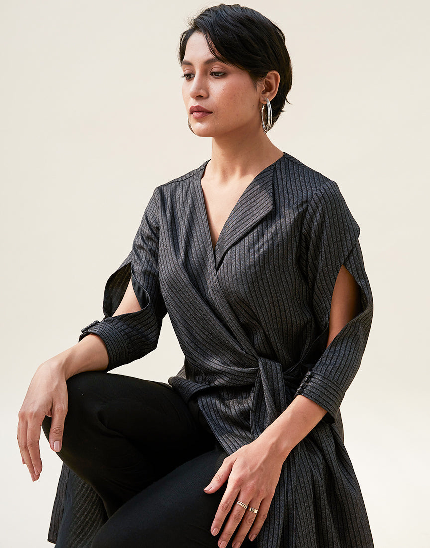 Black Front Open Dress