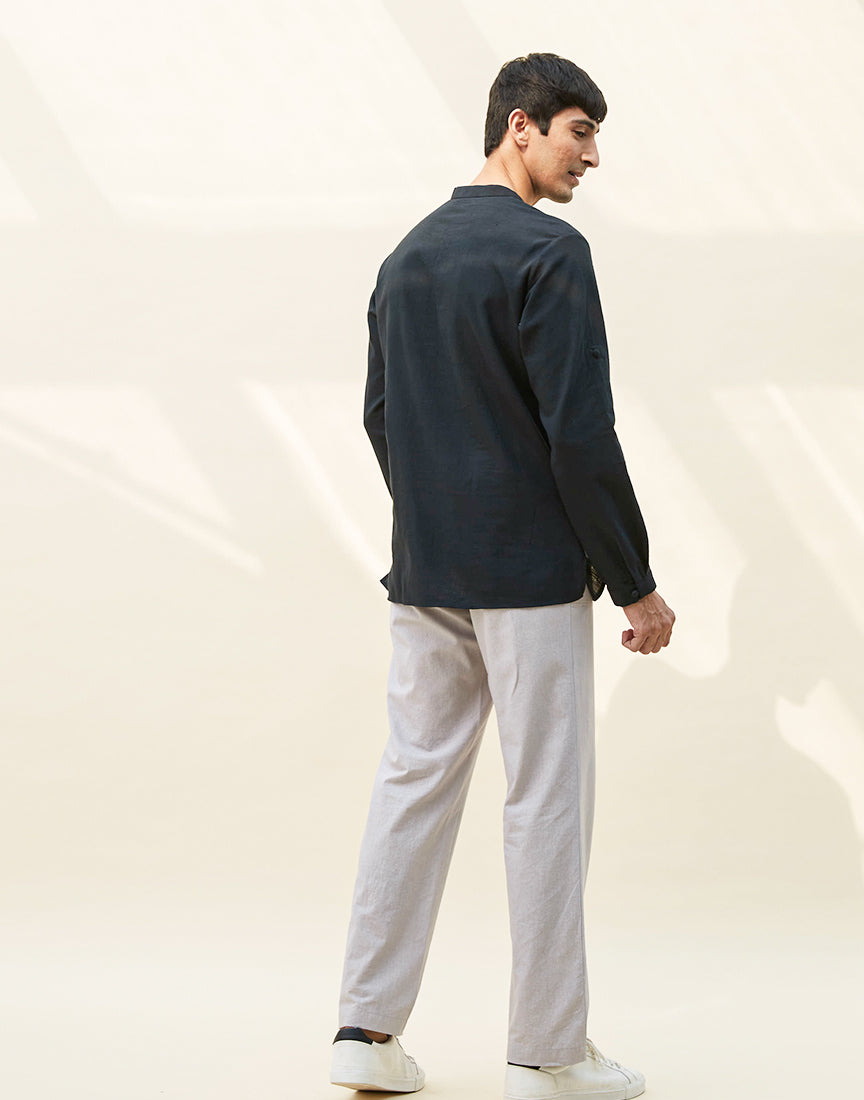 Black & Grey Khadi Block Print Co-ords