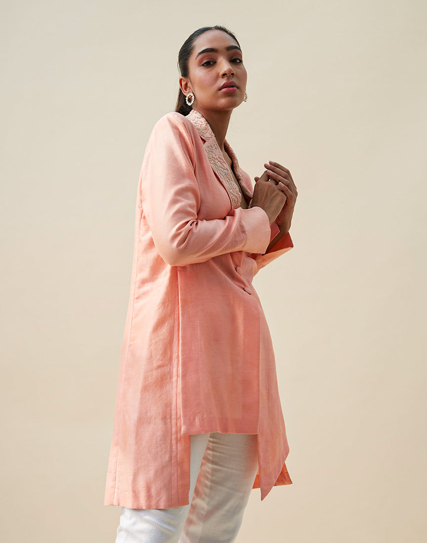 Chanderi Blazer Collar Dress