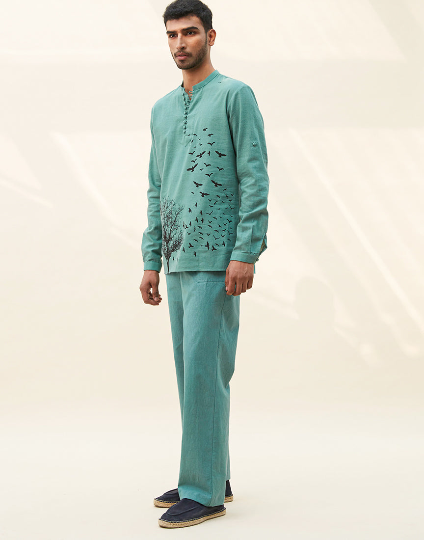Sea Green Khadi Block Print Co-ords