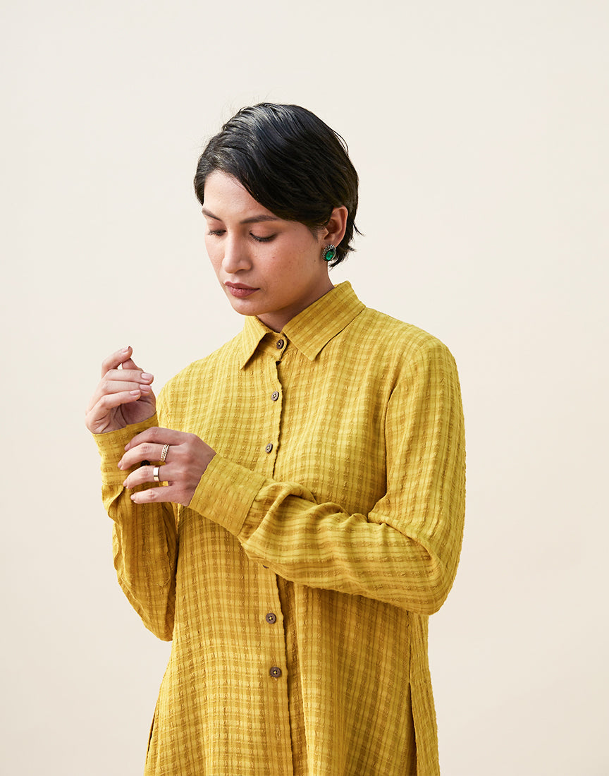 Mustard Classic Collar Shirt Dress