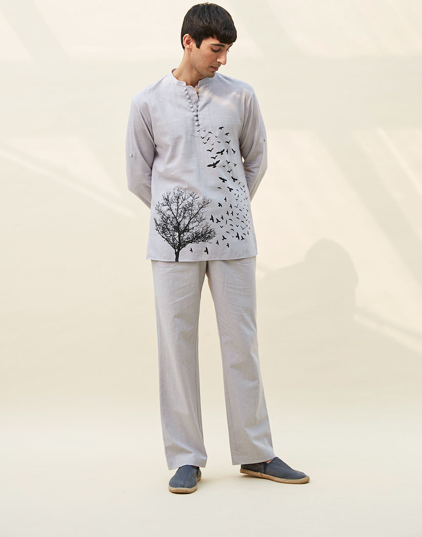 Grey Khadi Block Print Co-ords
