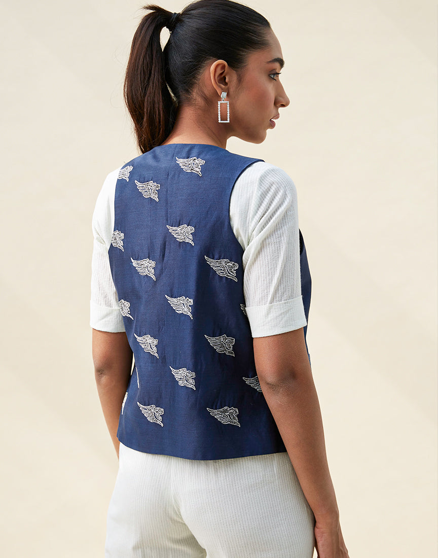 Blue Chanderi Jacket
