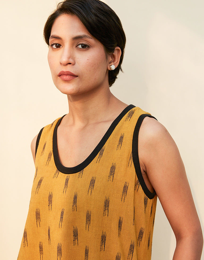 Mustard Cotton Textured Dress