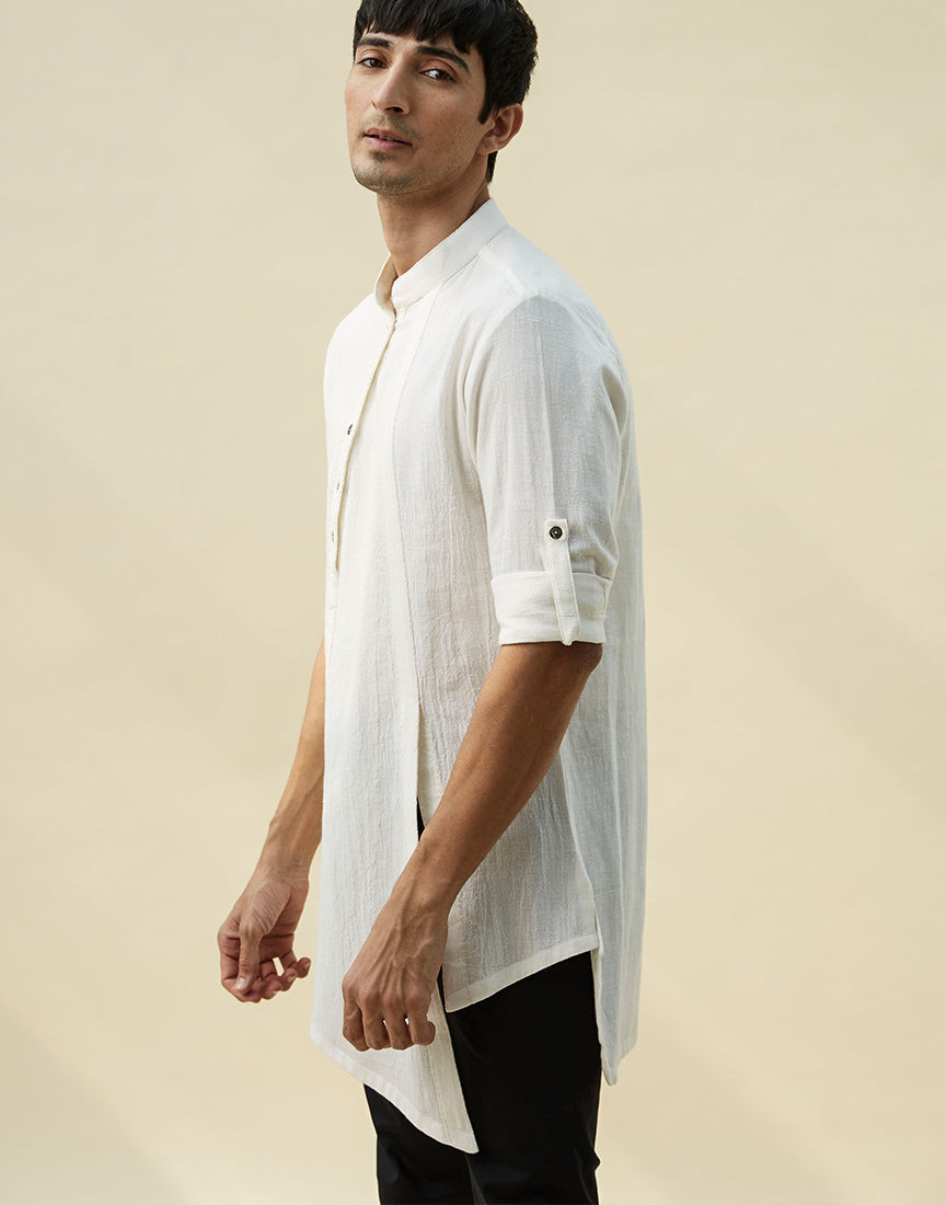 White Khadi Slant Kurta