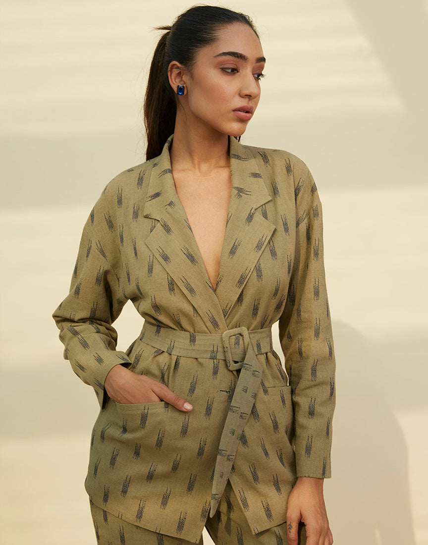 Olive Green Textured Jacket
